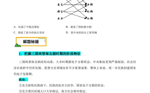 押广东卷第3题三国两晋南北朝时期：大交融（原卷版）_07高考历史_2024年新高考资料_52024三轮冲刺_备战2024年高考历史临考题号押题（广东专用）323033819