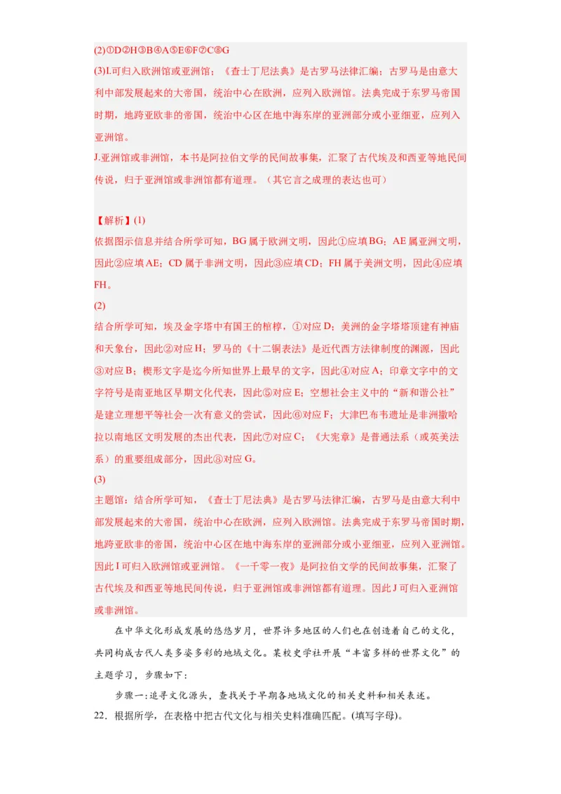 古代西亚、非洲文化专项练习--2024届高三历史统编版二轮复习解析版_07高考历史_2024年新高考资料_2.2024二轮复习_2024届高三历史统编版二轮复习专项训练