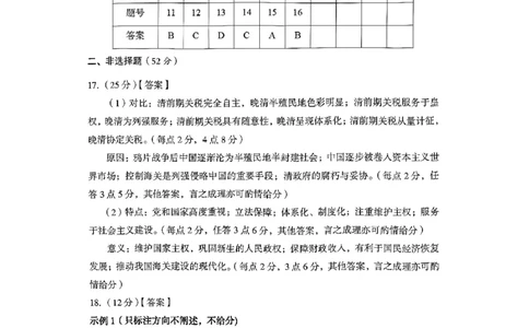 巴中市普通高中2023级&ldquo;一诊&rdquo;考试历史答案_全国高考模拟卷_2026年2月_260202四川省巴中市普通高中2023级&ldquo;一诊&rdquo;考试（巴中一诊）（全科）
