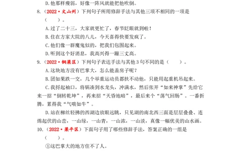 专题06修辞手法辨析与运用综合训练-2023年小升初语文真题汇编（全国版）_北京小升初全套文件_语文_2023届小升初语文真题汇编（全国版）(55)份