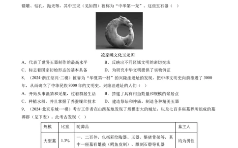 押第1题先秦时期：中华文明的起源（原卷版）_07高考历史_2024年新高考资料_52024三轮冲刺_备战2024年高考历史临考题号押题（辽宁、黑龙江、吉林专用）322866720