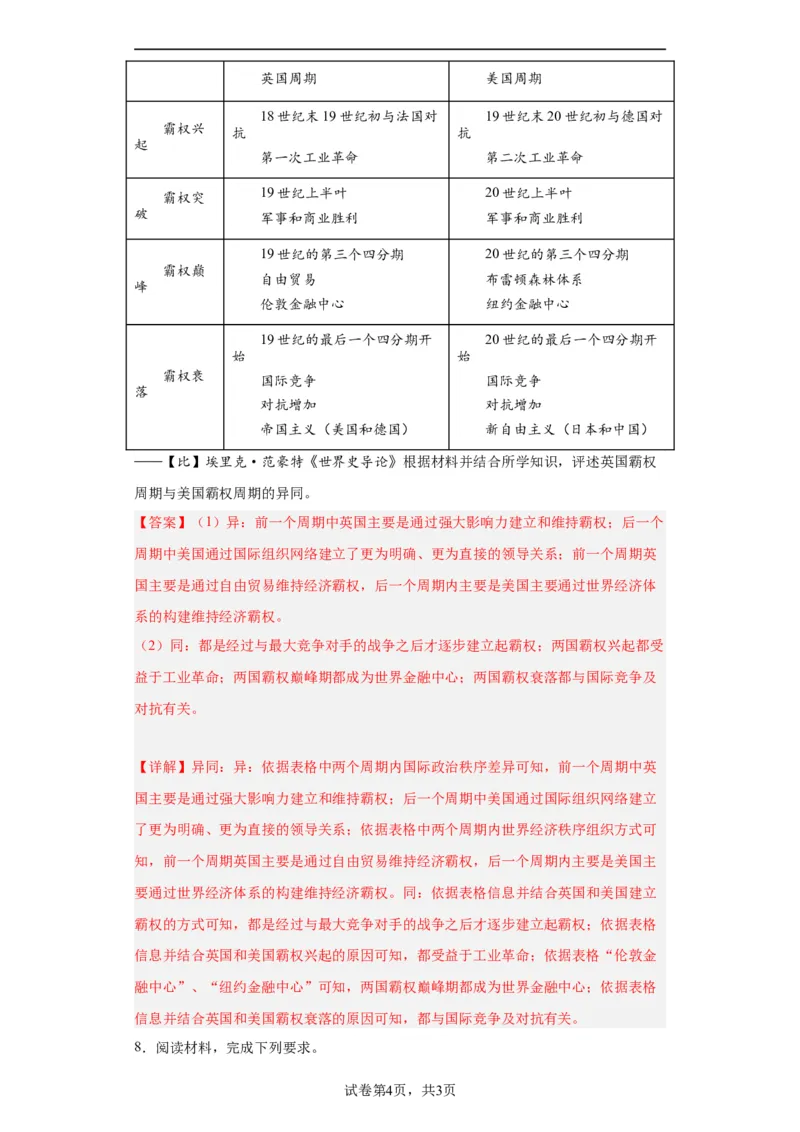 政治类热点--大国崛起--2024届高三历史统编版二轮复习解析版_07高考历史_2024年新高考资料_2.2024二轮复习_2024届高三历史统编版二轮复习专项训练