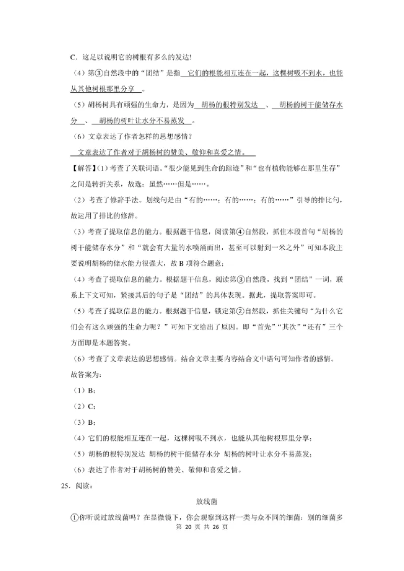 2022年北京市大兴区小升初语文试卷及答案解析_北京小升初全套文件_语文