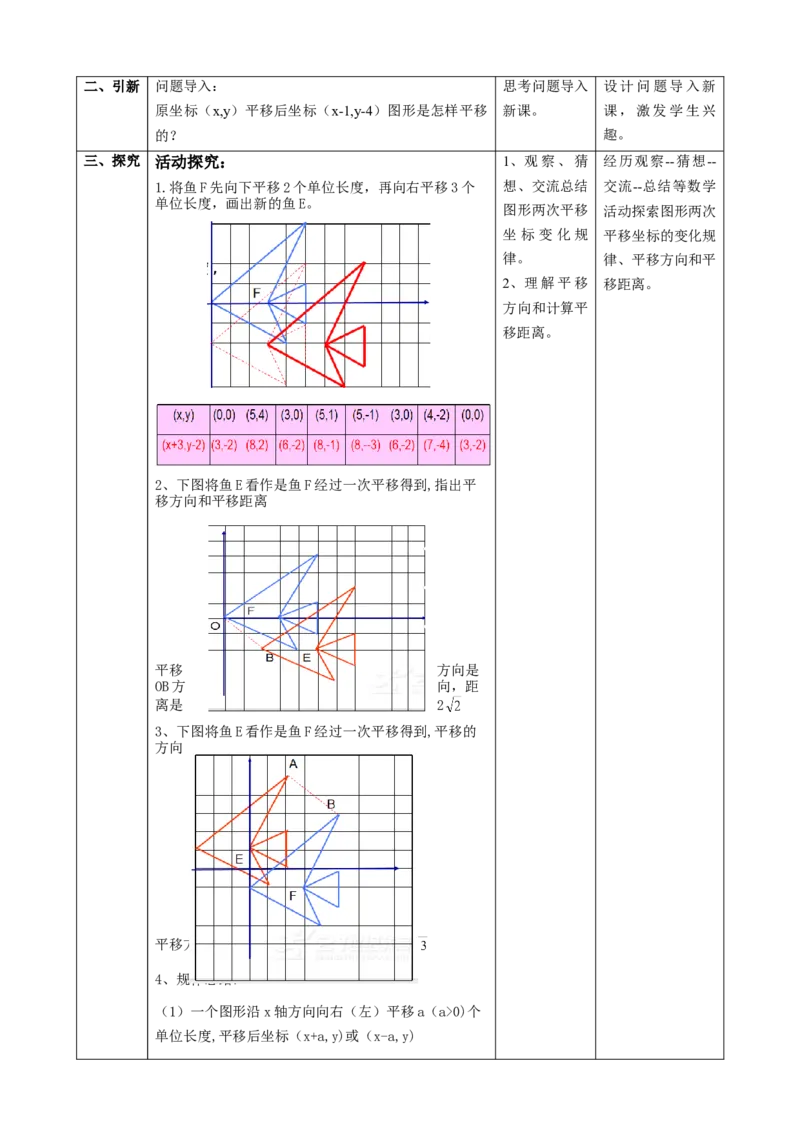 精3北师大版（2024）八下3.1图形的平移（x轴y轴平移）教学设计_北师大初中数学_8下-北师大版初中数学_2026春新版_第二套-东方_01.北师大数学8下第2套课件+教案+单元设计26春更新中