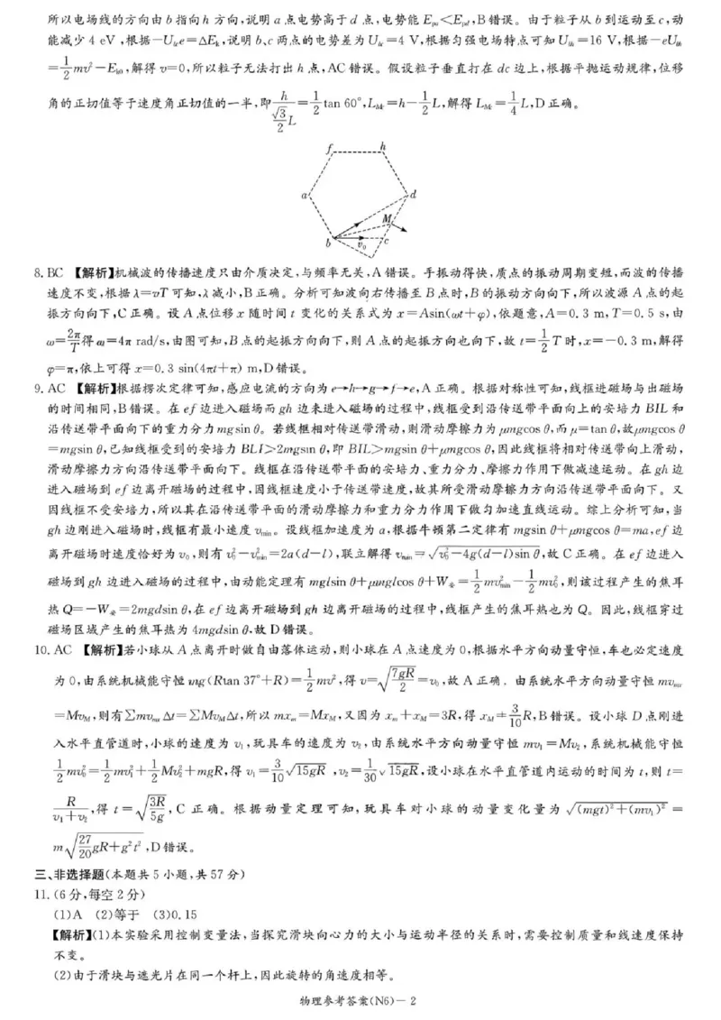 长郡中学2026届高三月考试卷（六）物理答案_全国高考模拟卷_2026年2月_260212湖南省长沙市长郡中学2026届高三年级月考（六）（全科）