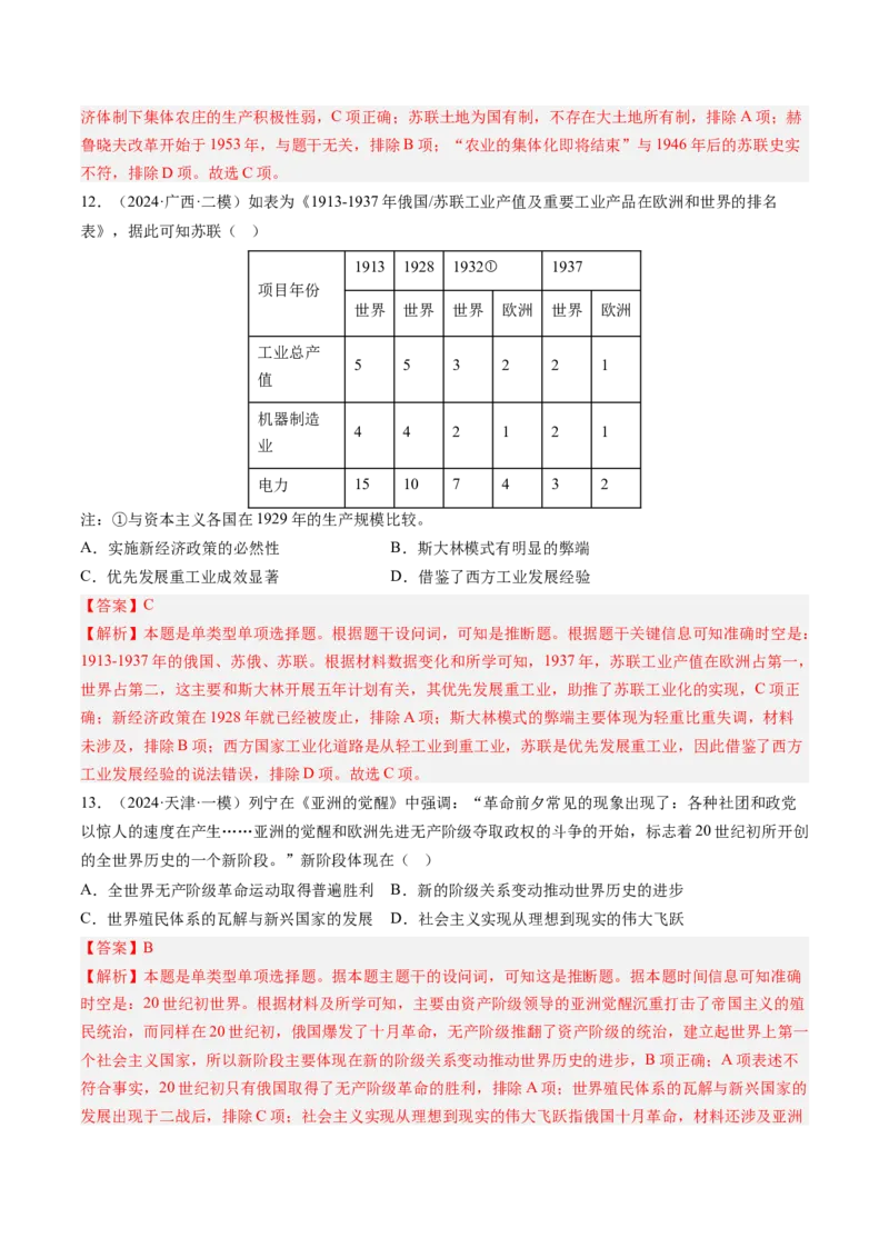 押第15题社会主义革命（解析版）_07高考历史_2024年新高考资料_52024三轮冲刺_备战2024年高考历史临考题号押题（辽宁、黑龙江、吉林专用）322866720