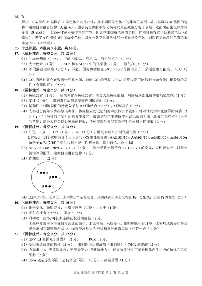答案_全国高考模拟卷_2026年2月_260208广西河池市2025-2026学年高三上学期期末学业水平质量检测（全科）_广西河池市2025-2026学年高三上学期2月期末生物试题（含答案）