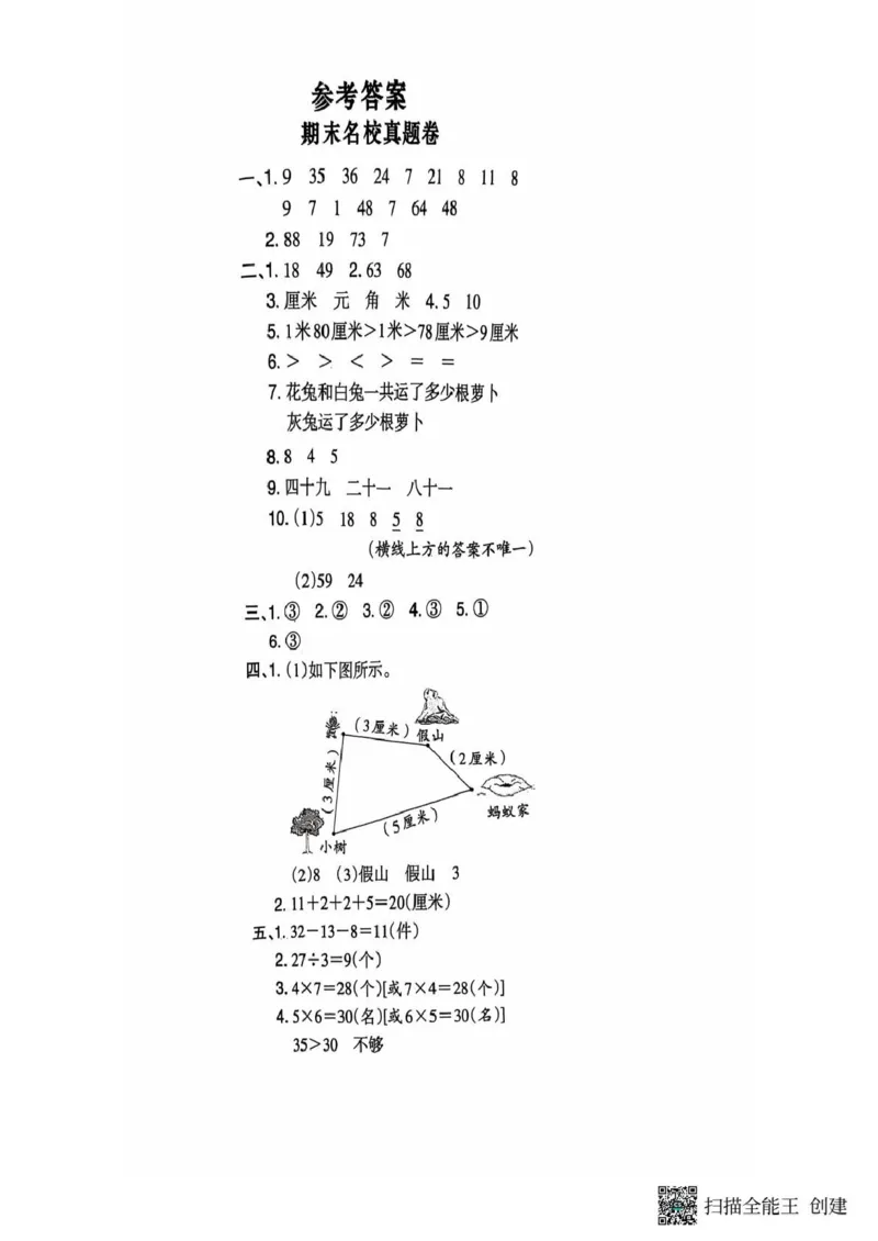 二年级期末北师大版数学_小学1-6年级常用的上册资源汇总_二年级上册资料(1)