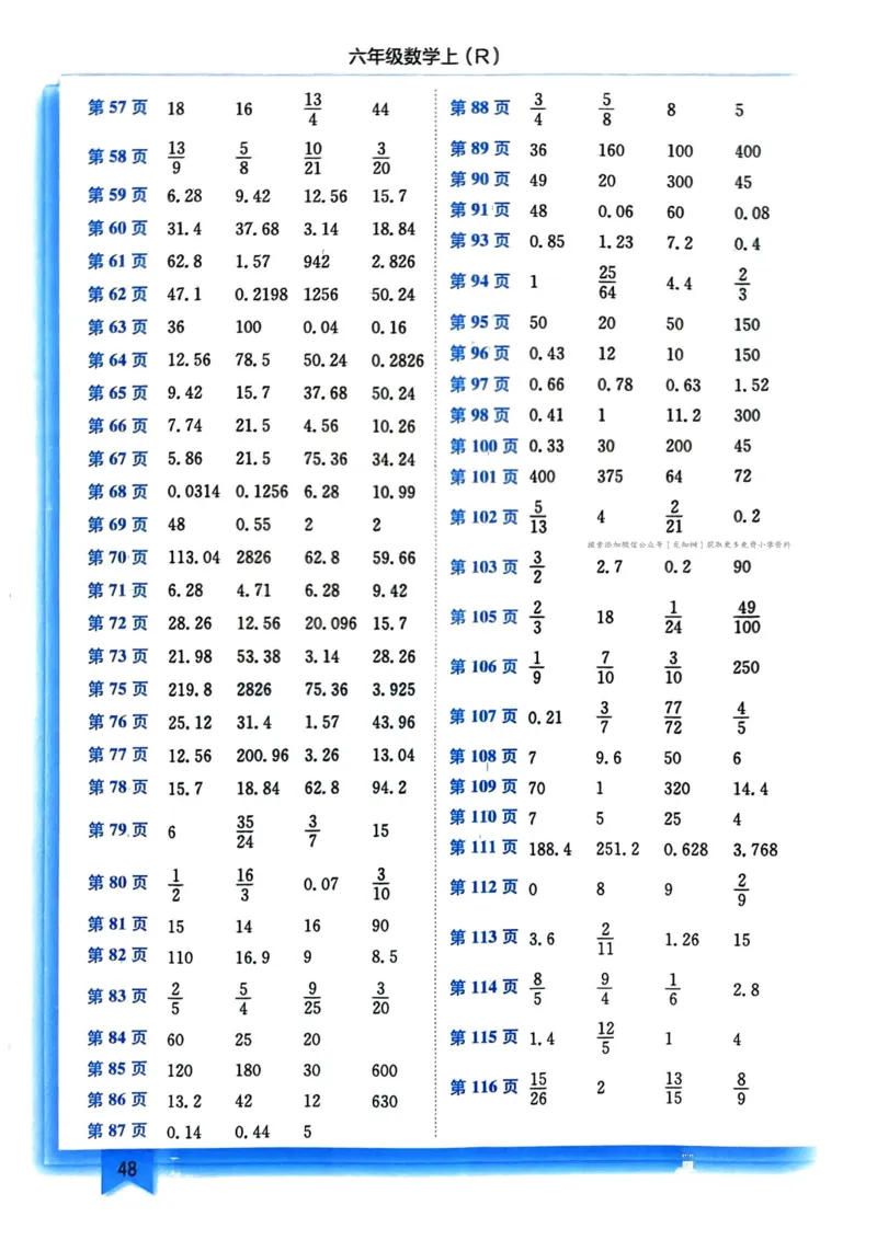 六年级数学上册人教版《黄冈小状元作业本》答案解析_小学1-6年级《黄冈小状元》含测评卷和作业本_25秋1-6年级数学上册人教版《黄冈小状元作业本》（有答案）_答案