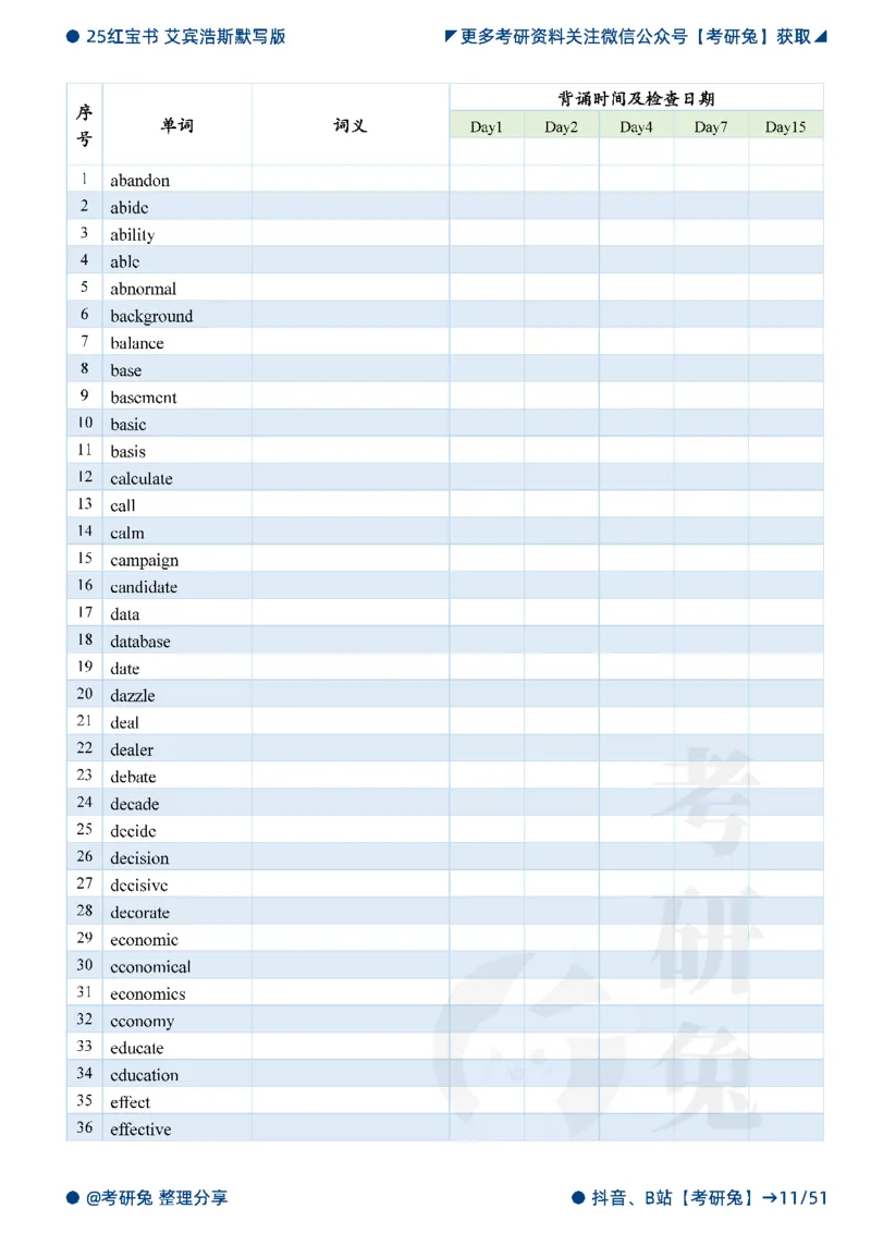 2025考研红宝书默写本-必考词_27考研真题_考研英语一、二真题+解析（1994-2026）_考研词汇默写本合集_红宝书默写本