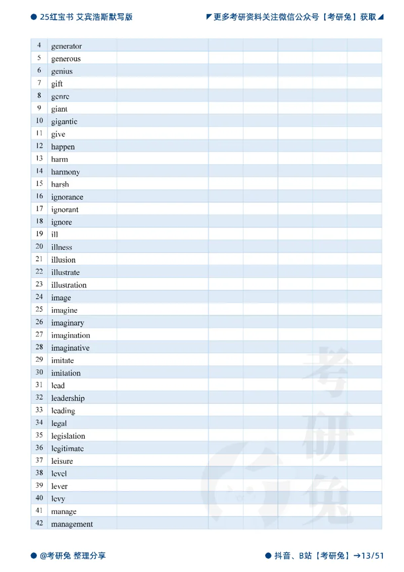 2025考研红宝书默写本-必考词_27考研真题_考研英语一、二真题+解析（1994-2026）_考研词汇默写本合集_红宝书默写本