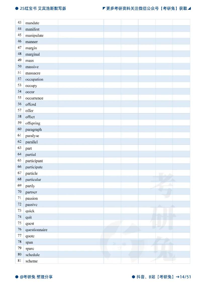 2025考研红宝书默写本-必考词_27考研真题_考研英语一、二真题+解析（1994-2026）_考研词汇默写本合集_红宝书默写本