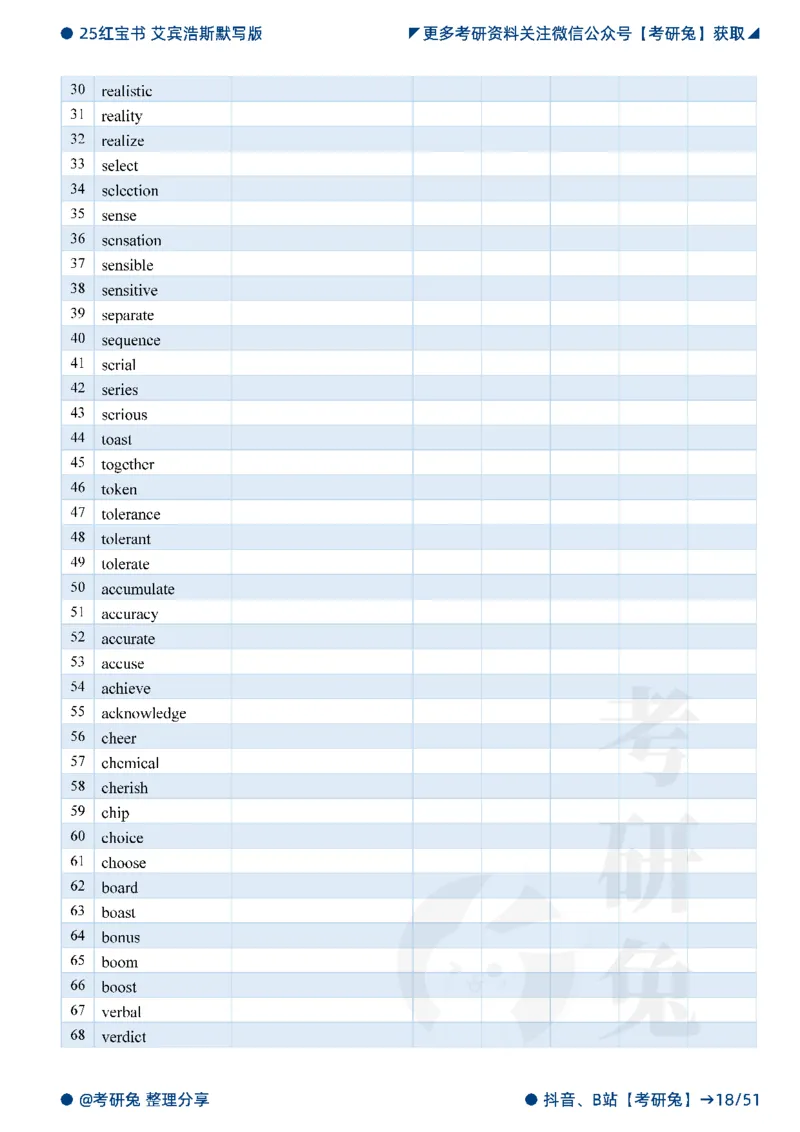 2025考研红宝书默写本-必考词_27考研真题_考研英语一、二真题+解析（1994-2026）_考研词汇默写本合集_红宝书默写本