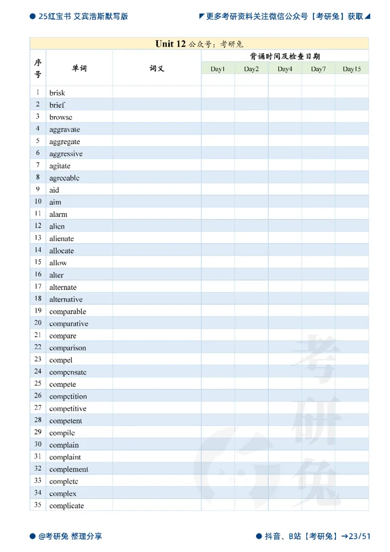 2025考研红宝书默写本-必考词_27考研真题_考研英语一、二真题+解析（1994-2026）_考研词汇默写本合集_红宝书默写本