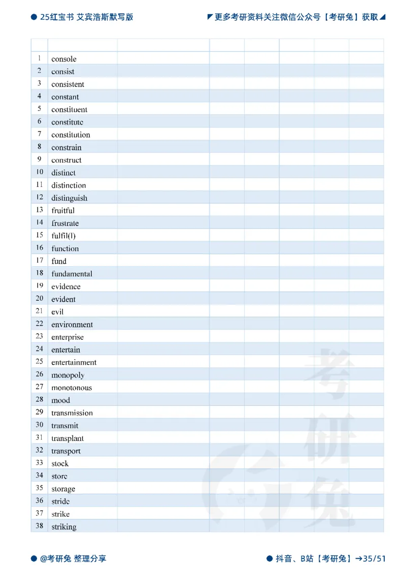 2025考研红宝书默写本-必考词_27考研真题_考研英语一、二真题+解析（1994-2026）_考研词汇默写本合集_红宝书默写本