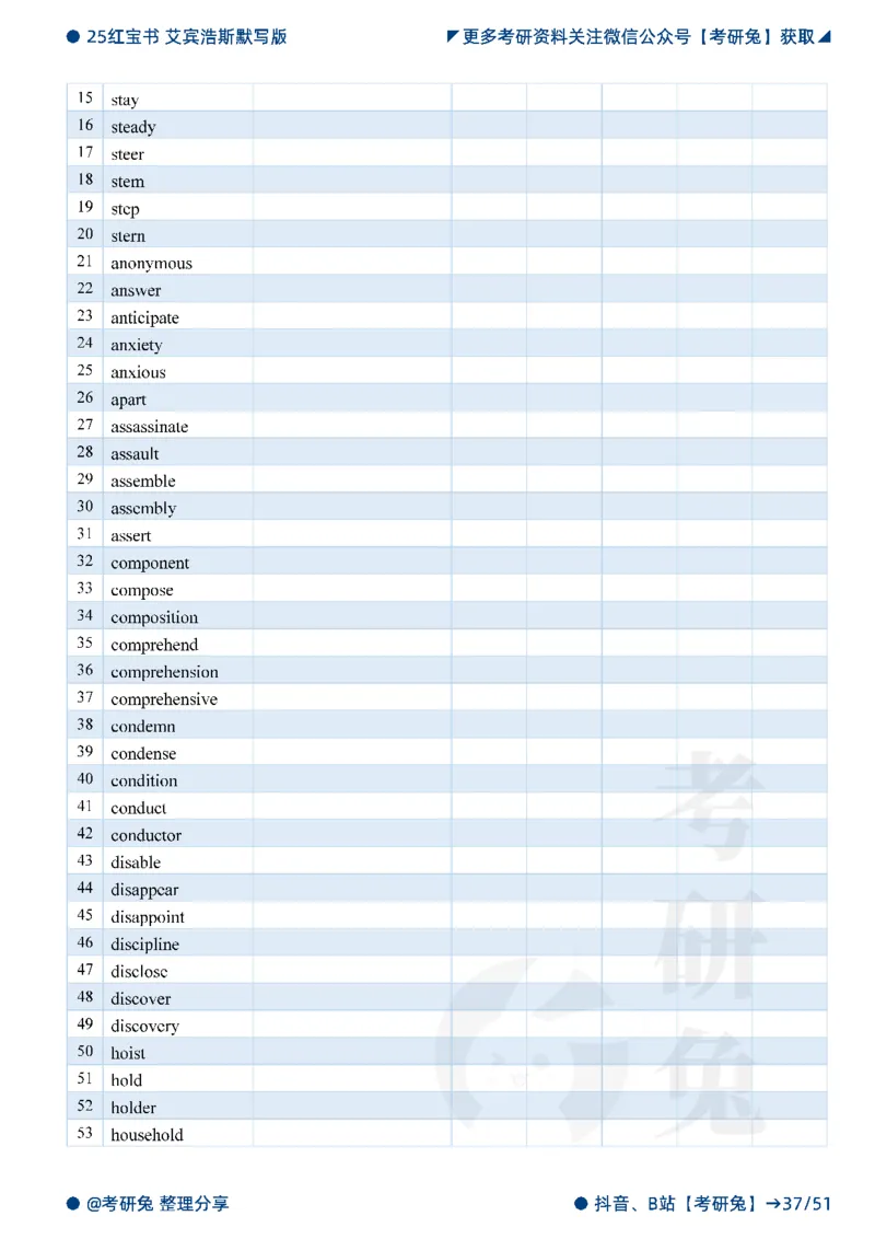 2025考研红宝书默写本-必考词_27考研真题_考研英语一、二真题+解析（1994-2026）_考研词汇默写本合集_红宝书默写本