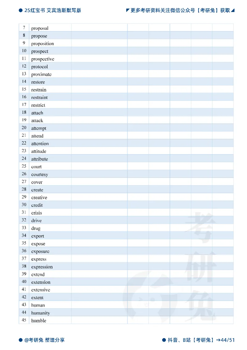 2025考研红宝书默写本-必考词_27考研真题_考研英语一、二真题+解析（1994-2026）_考研词汇默写本合集_红宝书默写本