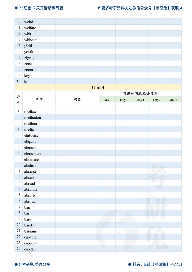 2025考研红宝书默写本-必考词_27考研真题_考研英语一、二真题+解析（1994-2026）_考研词汇默写本合集_红宝书默写本