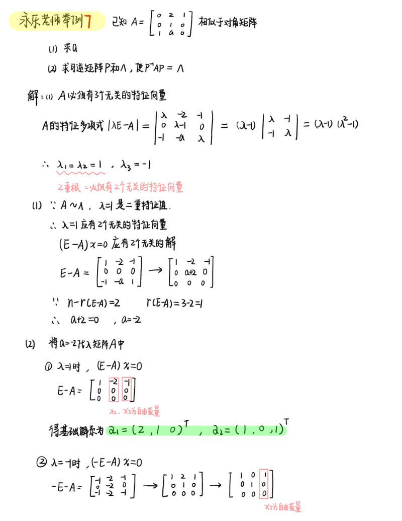 李永乐线代白底版_27考研真题_考研数学一、二、三历年真题+考研数学资料（1994-2026）_数学高分笔记_线代笔记