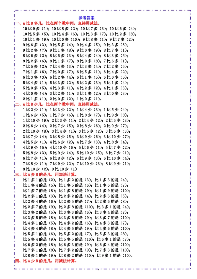 一（上）数学-《10以内比多少》填空题六大题型（含答案）_小学1-6年级常用的上册资源汇总_一年级上册资料