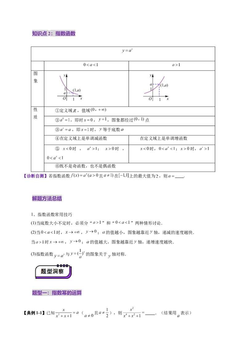 第04讲指数与指数函数（八大题型）（讲义）（原卷版）_02高考数学_新高考复习资料_2025年新高考复习_2025年高考数学一轮复习讲练测（新教材新高考，含2024高考真题）