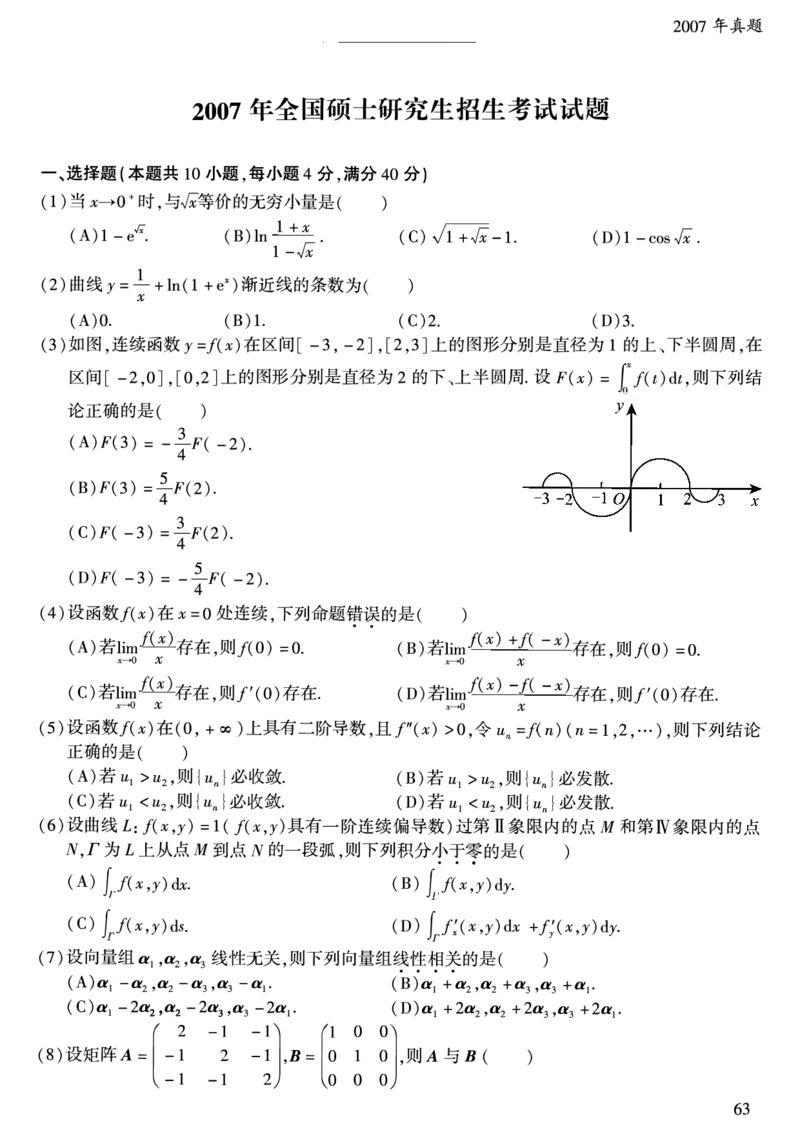 合集1987-2009年考研数学一真题公众号：西米研考_27考研真题_考研数学一、二、三历年真题+考研数学资料（1994-2026）_考研数学真题（1987-2026）_考研数学历年真题（1987-2024）