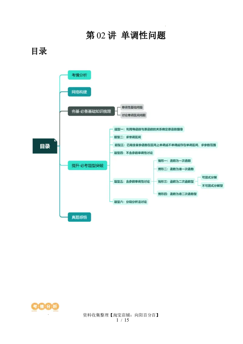 第02讲单调性问题（六大题型）（讲义）（原卷版）_02高考数学_新高考复习资料_2024年新高考资料_一轮复习资料_完2024年高考数学一轮复习讲练测(课件+讲义+练习)（新高考）