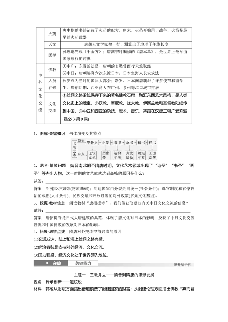 板块一　第三单元　第7讲　三国至隋唐的文化_07高考历史_2025年新高考资料_一轮复习_2025高考大一轮复习讲义+课件精准备考2025年新高三历史一轮复习备课课件（完结）_202