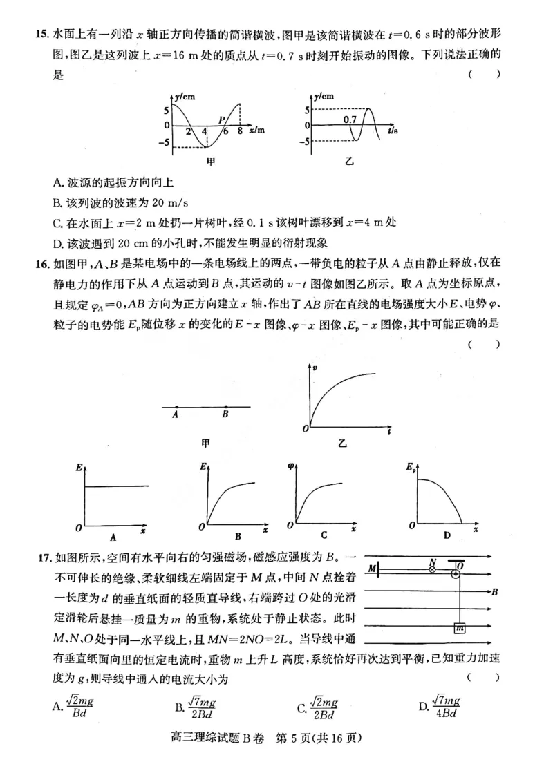 理综试题B卷_05高考化学_高考模拟题_全国课标版_2023年1月山西省高三年级适应性调研测试理综B卷_2023年1月山西省高三年级适应性调研测试理综B卷