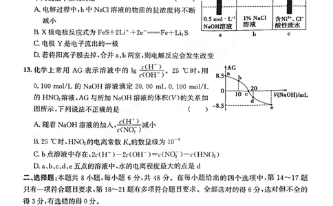 理综试题B卷_05高考化学_高考模拟题_全国课标版_2023年1月山西省高三年级适应性调研测试理综B卷_2023年1月山西省高三年级适应性调研测试理综B卷