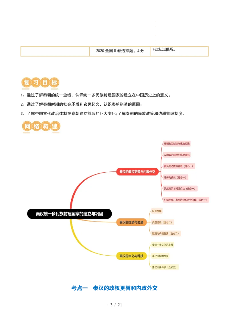 第03讲秦汉统一多民族封建国家的建立与巩固（讲义）（解析版）_07高考历史_新高考复习资料_2024年新高考复习资料_一轮复习资料_讲义+练习