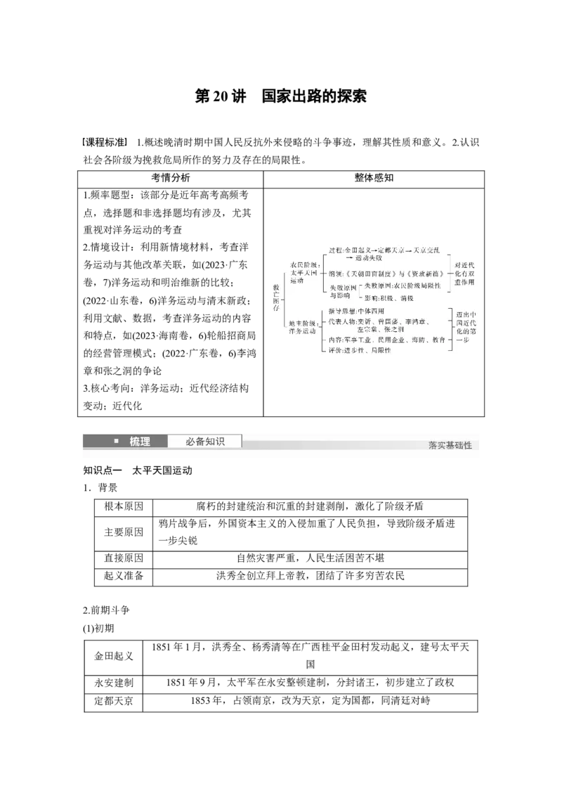 板块二　第七单元　第20讲　国家出路的探索_07高考历史_2025年新高考资料_一轮复习_2025高考大一轮复习讲义+课件精准备考2025年新高三历史一轮复习备课课件（完结）_大一轮复习讲义