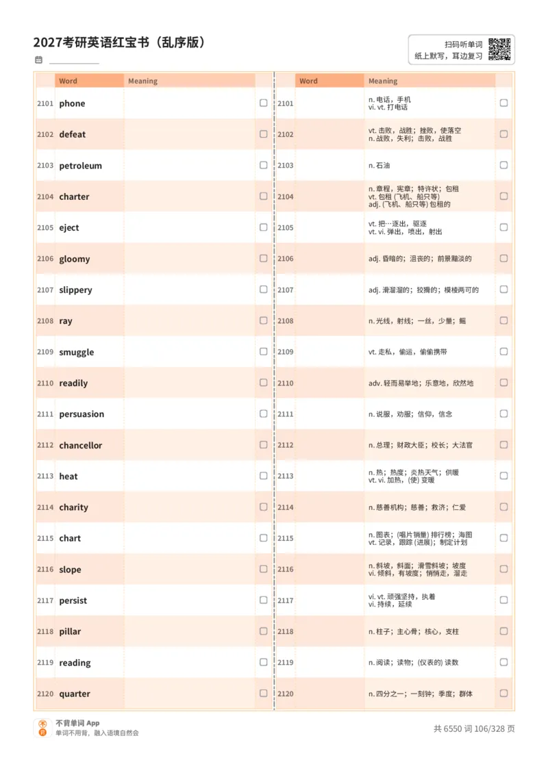 2027考研英语红宝书（乱序版）A4默写版_27考研真题_考研英语一、二真题+解析（1994-2026）_03.红宝书_默写本(含正序、乱序、中英对照版)_乱序版-对照中+英默写