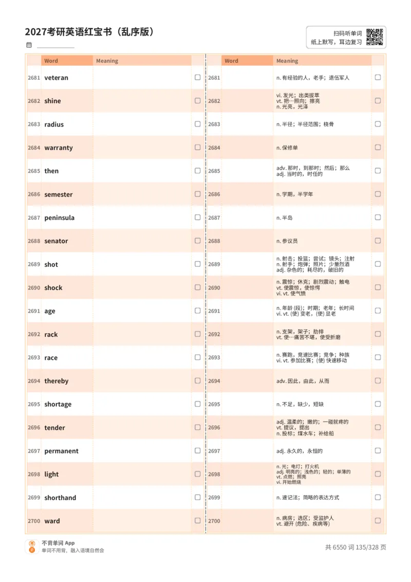 2027考研英语红宝书（乱序版）A4默写版_27考研真题_考研英语一、二真题+解析（1994-2026）_03.红宝书_默写本(含正序、乱序、中英对照版)_乱序版-对照中+英默写