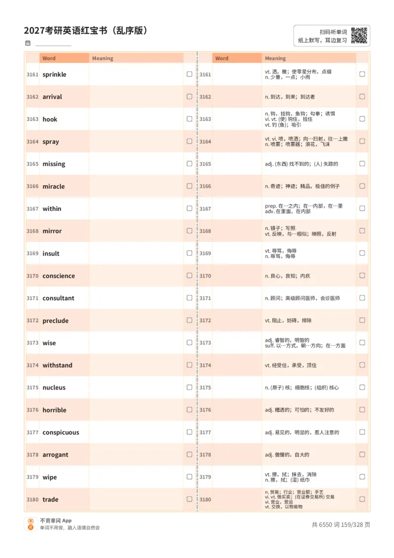 2027考研英语红宝书（乱序版）A4默写版_27考研真题_考研英语一、二真题+解析（1994-2026）_03.红宝书_默写本(含正序、乱序、中英对照版)_乱序版-对照中+英默写