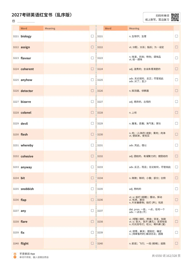 2027考研英语红宝书（乱序版）A4默写版_27考研真题_考研英语一、二真题+解析（1994-2026）_03.红宝书_默写本(含正序、乱序、中英对照版)_乱序版-对照中+英默写