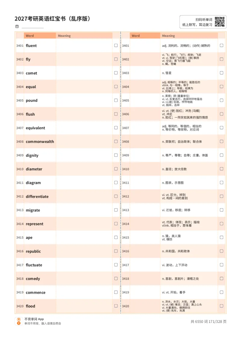 2027考研英语红宝书（乱序版）A4默写版_27考研真题_考研英语一、二真题+解析（1994-2026）_03.红宝书_默写本(含正序、乱序、中英对照版)_乱序版-对照中+英默写