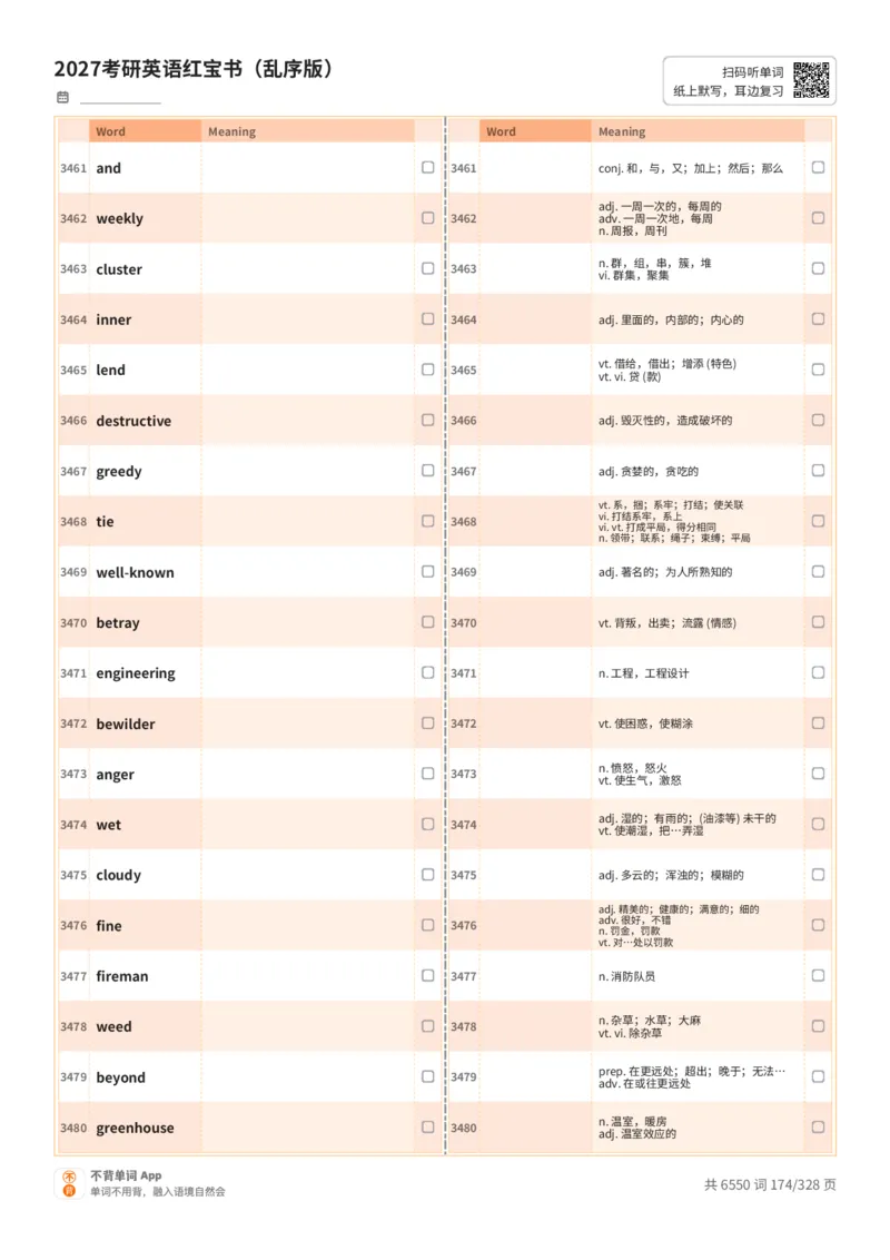 2027考研英语红宝书（乱序版）A4默写版_27考研真题_考研英语一、二真题+解析（1994-2026）_03.红宝书_默写本(含正序、乱序、中英对照版)_乱序版-对照中+英默写