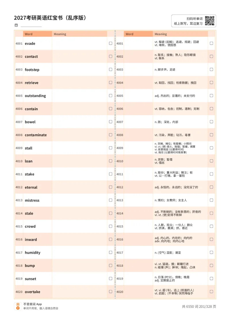 2027考研英语红宝书（乱序版）A4默写版_27考研真题_考研英语一、二真题+解析（1994-2026）_03.红宝书_默写本(含正序、乱序、中英对照版)_乱序版-对照中+英默写