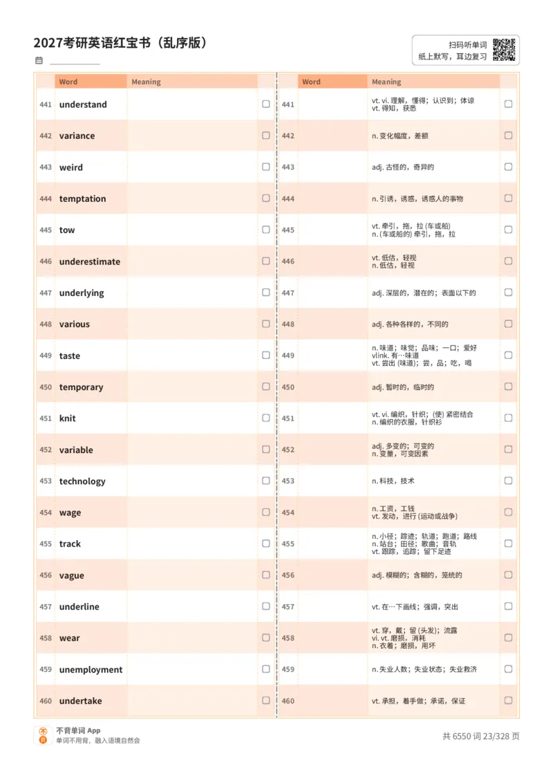 2027考研英语红宝书（乱序版）A4默写版_27考研真题_考研英语一、二真题+解析（1994-2026）_03.红宝书_默写本(含正序、乱序、中英对照版)_乱序版-对照中+英默写