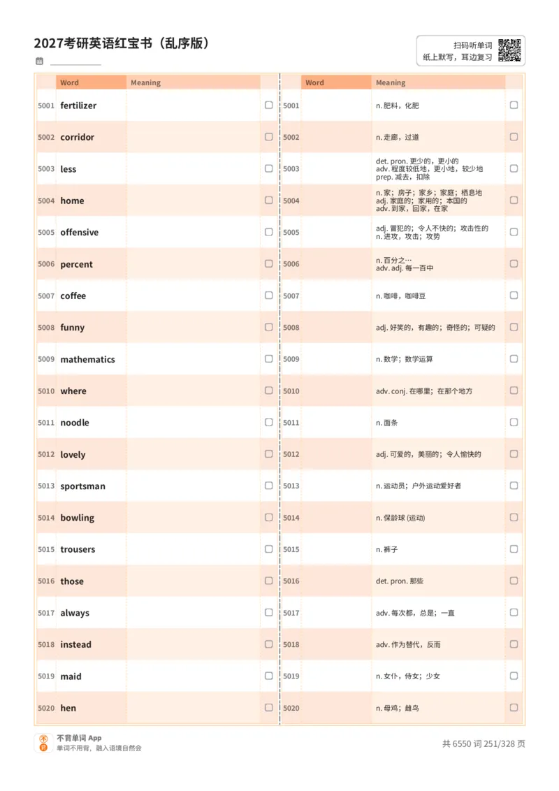 2027考研英语红宝书（乱序版）A4默写版_27考研真题_考研英语一、二真题+解析（1994-2026）_03.红宝书_默写本(含正序、乱序、中英对照版)_乱序版-对照中+英默写