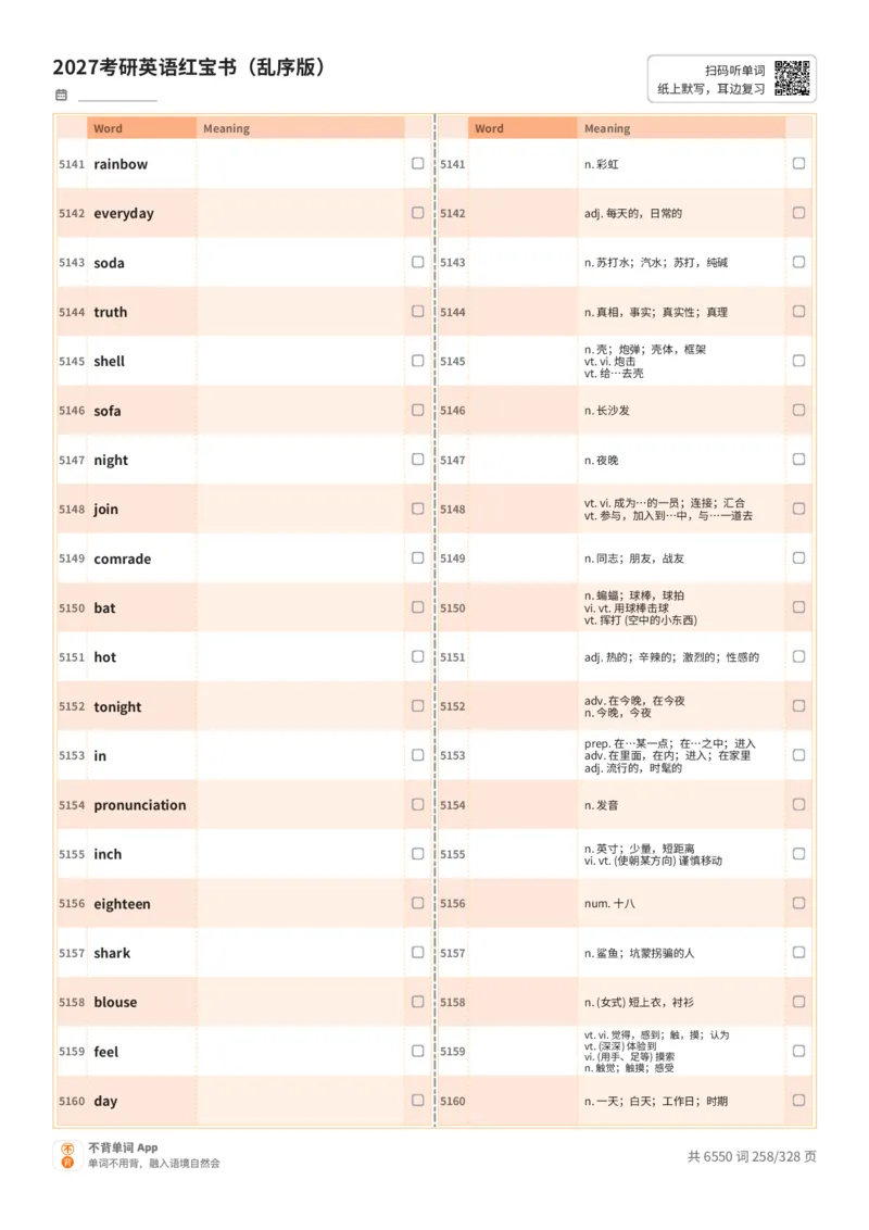 2027考研英语红宝书（乱序版）A4默写版_27考研真题_考研英语一、二真题+解析（1994-2026）_03.红宝书_默写本(含正序、乱序、中英对照版)_乱序版-对照中+英默写