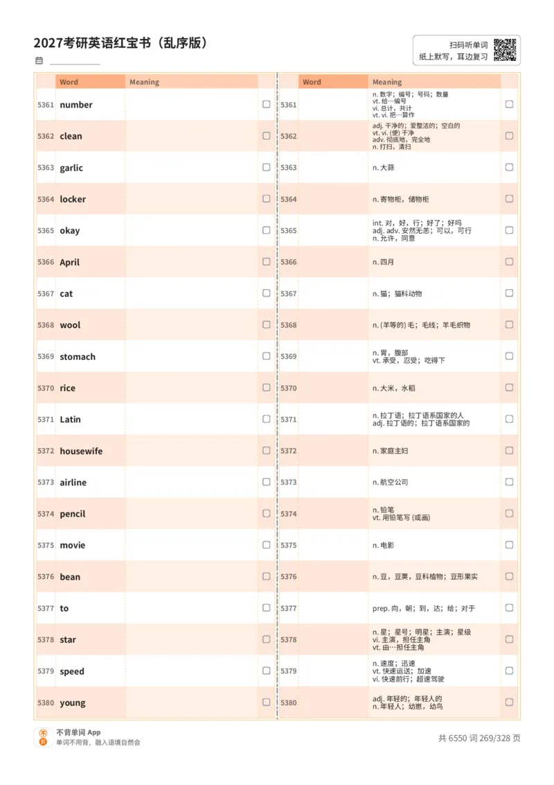 2027考研英语红宝书（乱序版）A4默写版_27考研真题_考研英语一、二真题+解析（1994-2026）_03.红宝书_默写本(含正序、乱序、中英对照版)_乱序版-对照中+英默写