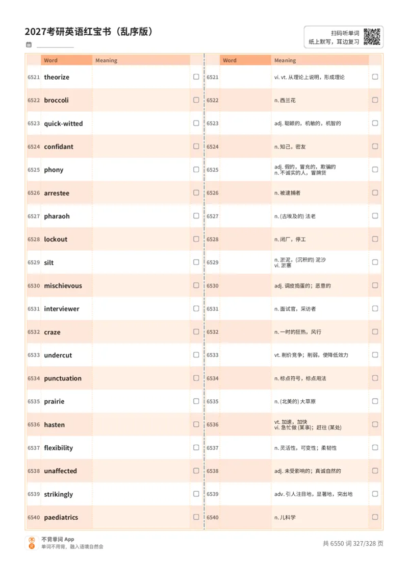 2027考研英语红宝书（乱序版）A4默写版_27考研真题_考研英语一、二真题+解析（1994-2026）_03.红宝书_默写本(含正序、乱序、中英对照版)_乱序版-对照中+英默写