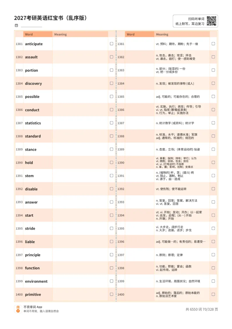 2027考研英语红宝书（乱序版）A4默写版_27考研真题_考研英语一、二真题+解析（1994-2026）_03.红宝书_默写本(含正序、乱序、中英对照版)_乱序版-对照中+英默写