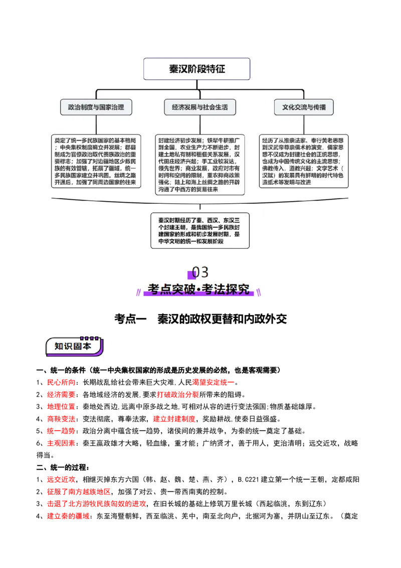 第03讲秦汉统一多民族封建国家的建立与巩固（讲义）（解析版）_07高考历史_2025年新高考资料_一轮复习_2025年高考历史一轮复习讲练测（新教材新高考）（完结）_讲义+练习