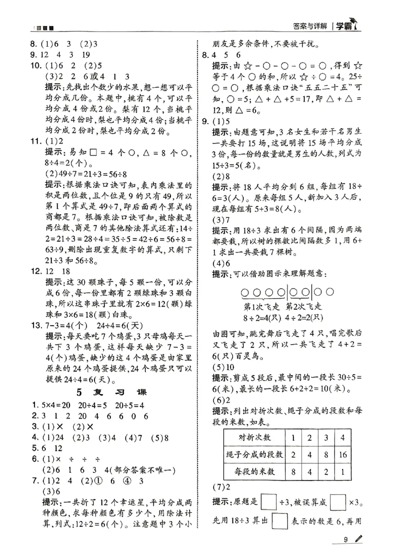 二上答案解析数学苏教-副本(1)_小学教辅2026新版+暑假衔接_2026版小学《五星学霸》小学1-6年级（数学）（人教+苏教+）_25秋五星学霸苏教数学_25秋《五星学霸》数学苏教版2上