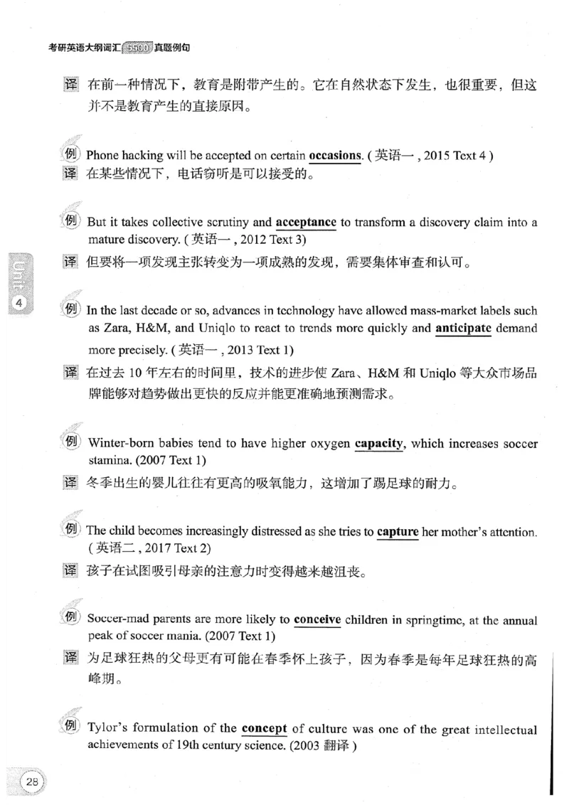 26考研英语大纲词汇5500真题例句-新文道_27考研真题_考研英语一、二真题+解析（1994-2026）_考研英语大纲词汇
