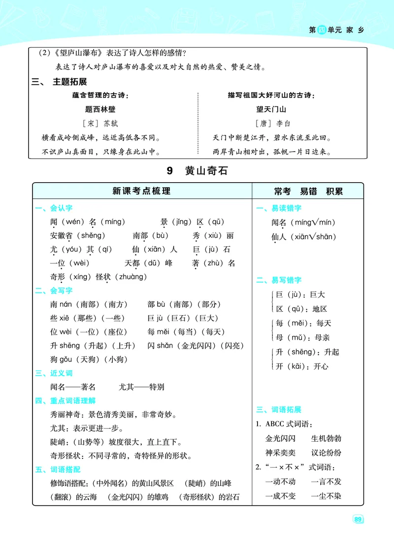 二（上）语文名师规划每一课重考点梳理（全册）(1)(1)_小学1-6年级常用的上册资源汇总_二年级上册资料(1)
