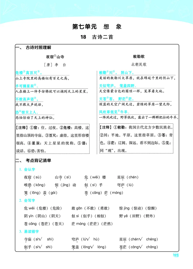 二（上）语文名师规划每一课重考点梳理（全册）(1)(1)_小学1-6年级常用的上册资源汇总_二年级上册资料(1)